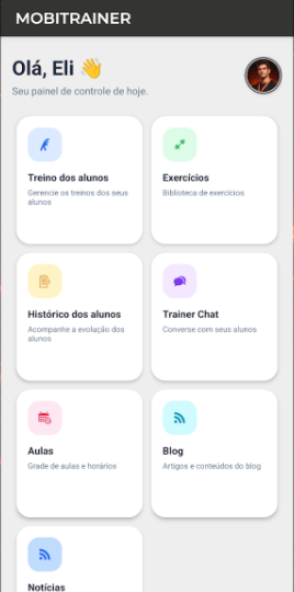 App Mobitrainer do treinador